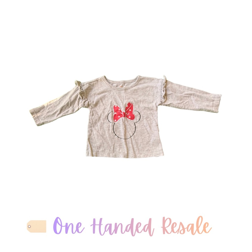 🎀 Disney Kids Minnie Mouse Long Sleeve T-Shirt Top w/ Ruffle Shoulder Detail 12M